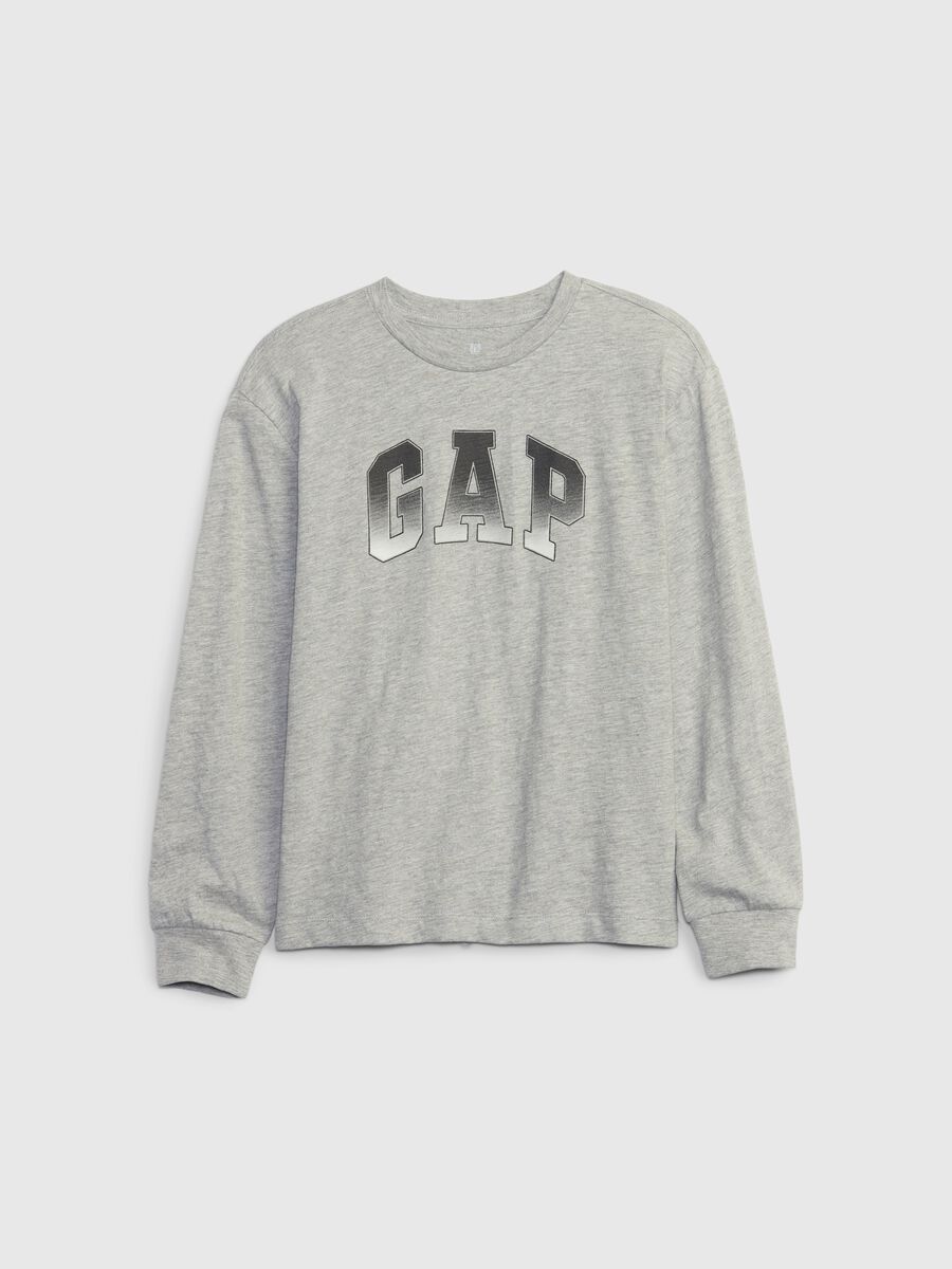 Long-sleeved T-shirt with degradé logo print_0