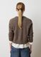 Brown crew neck cardigan in pure wool regular fit_3