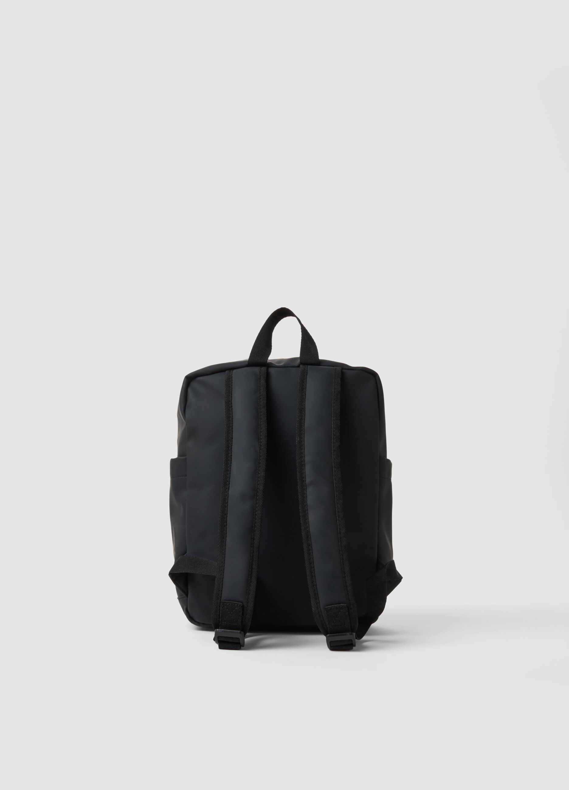 Black backpack with front zip pocket