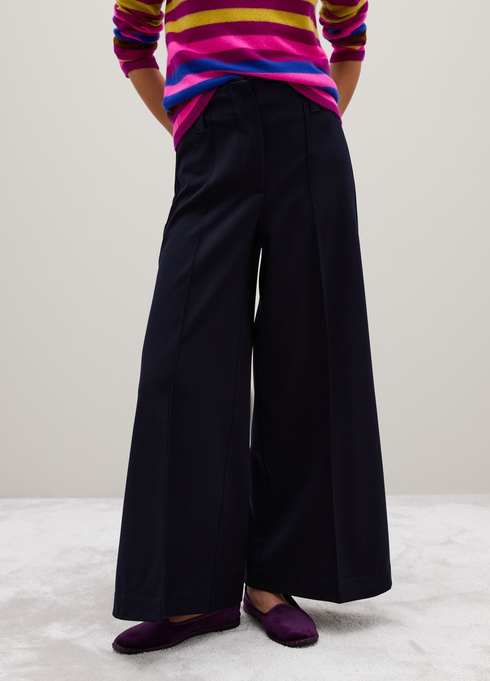 Wide Leg Blue Trousers