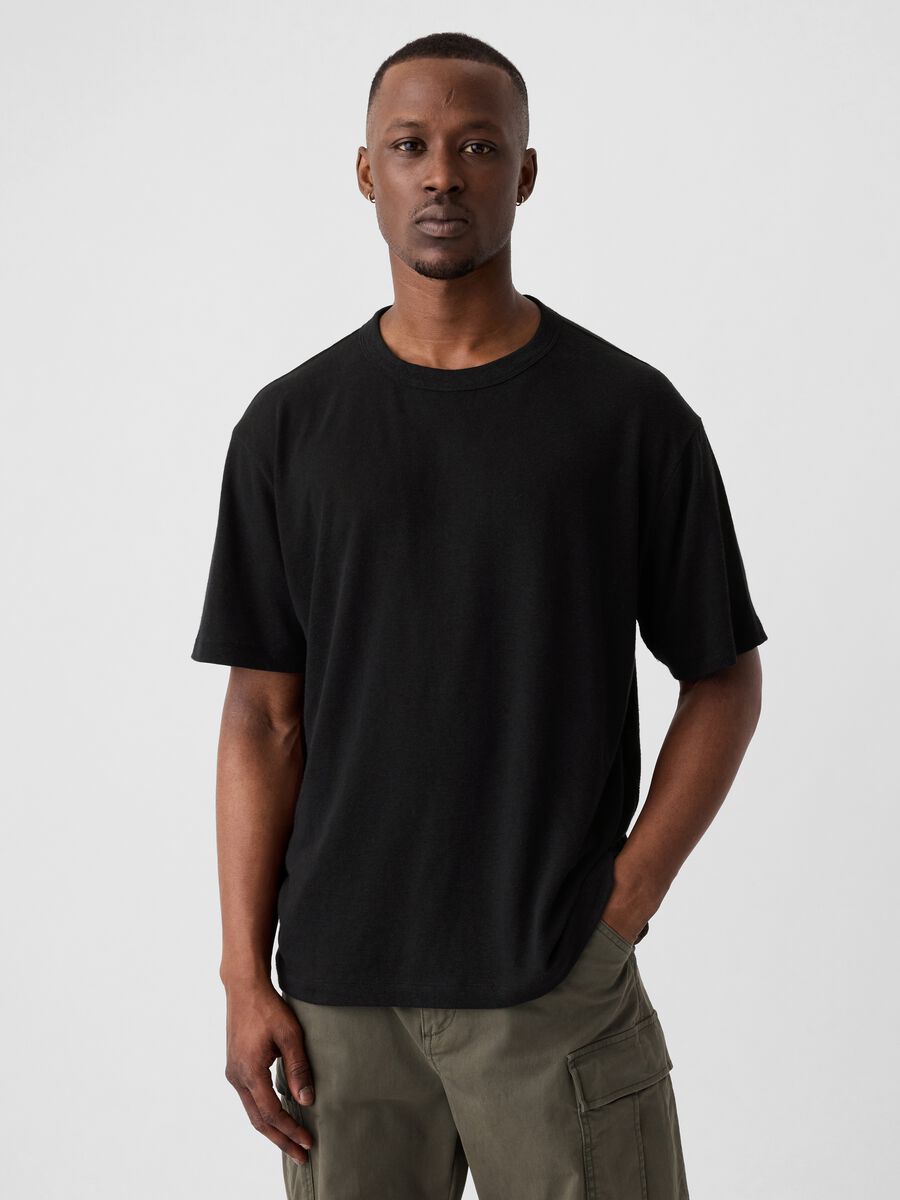 T-shirt in misto lino_0