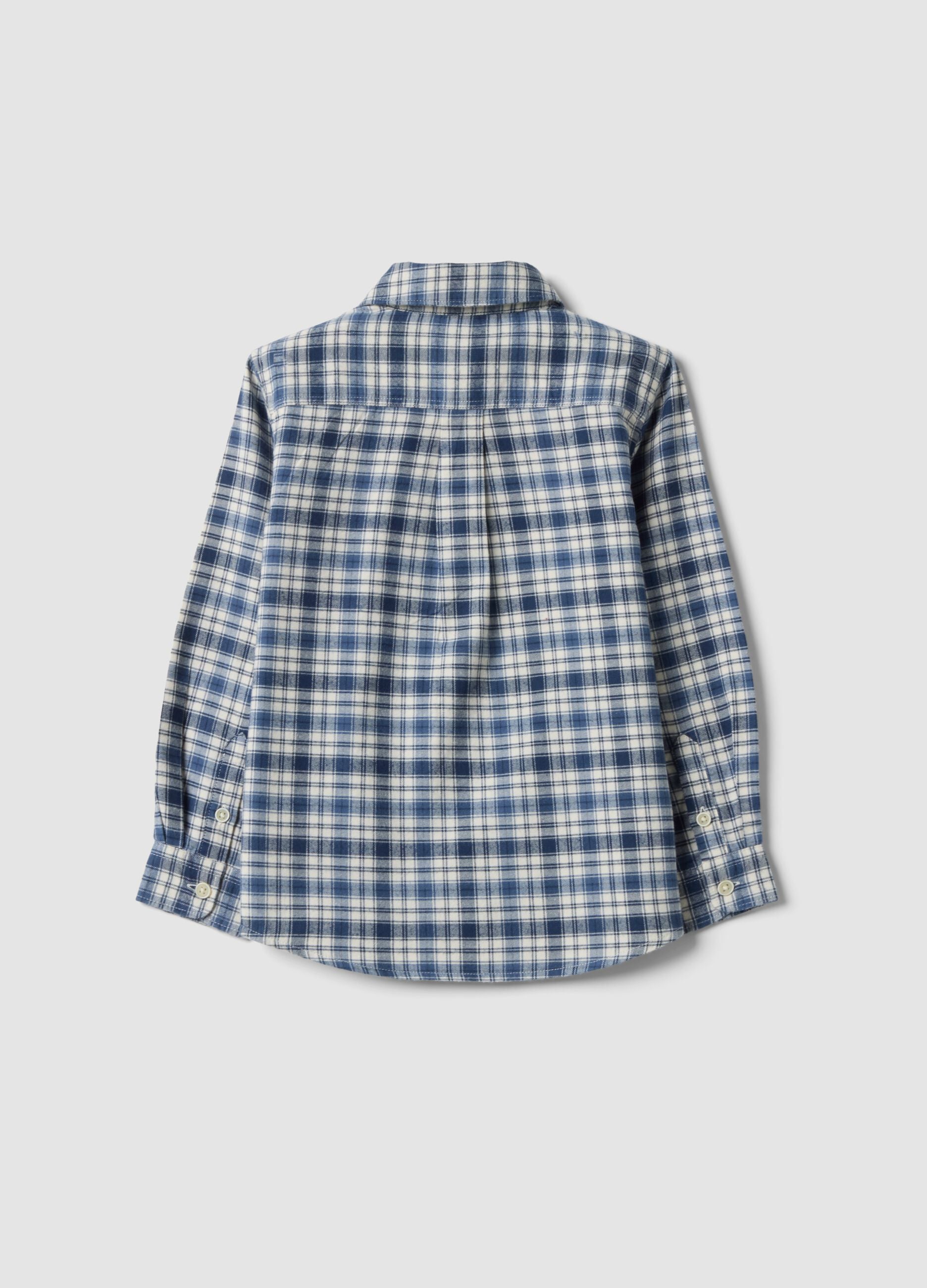 Camicia blu a quadri in puro cotone regular fit