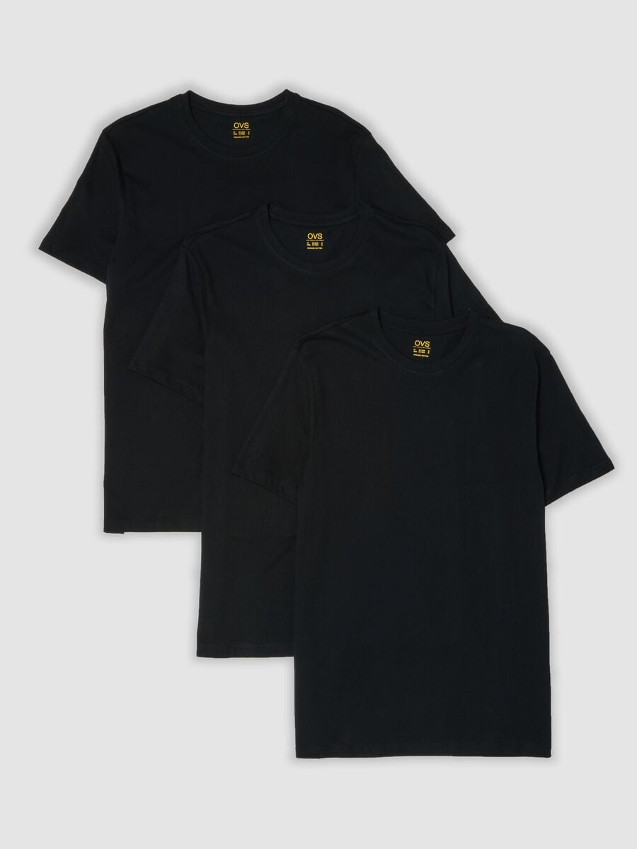 Tripack di t-shirt nere in cotone organico a maniche corte_4