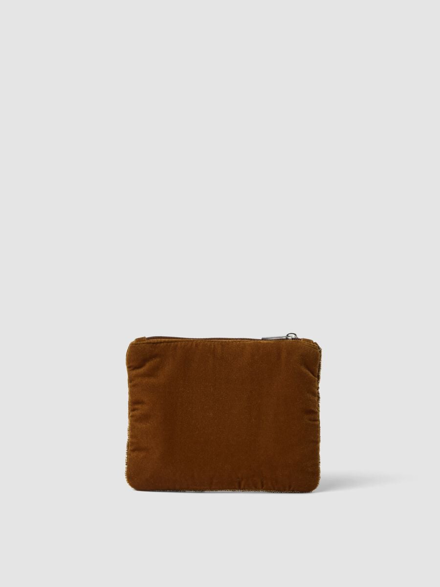Pochette verde con ricami di perline e zip_1