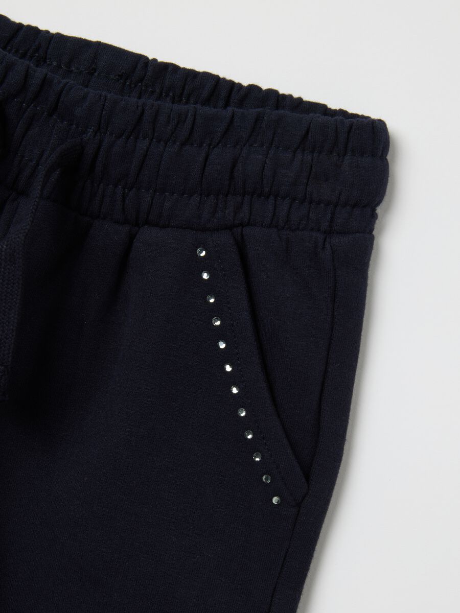 Girls' blue cotton stretchy trousers regular fit_2