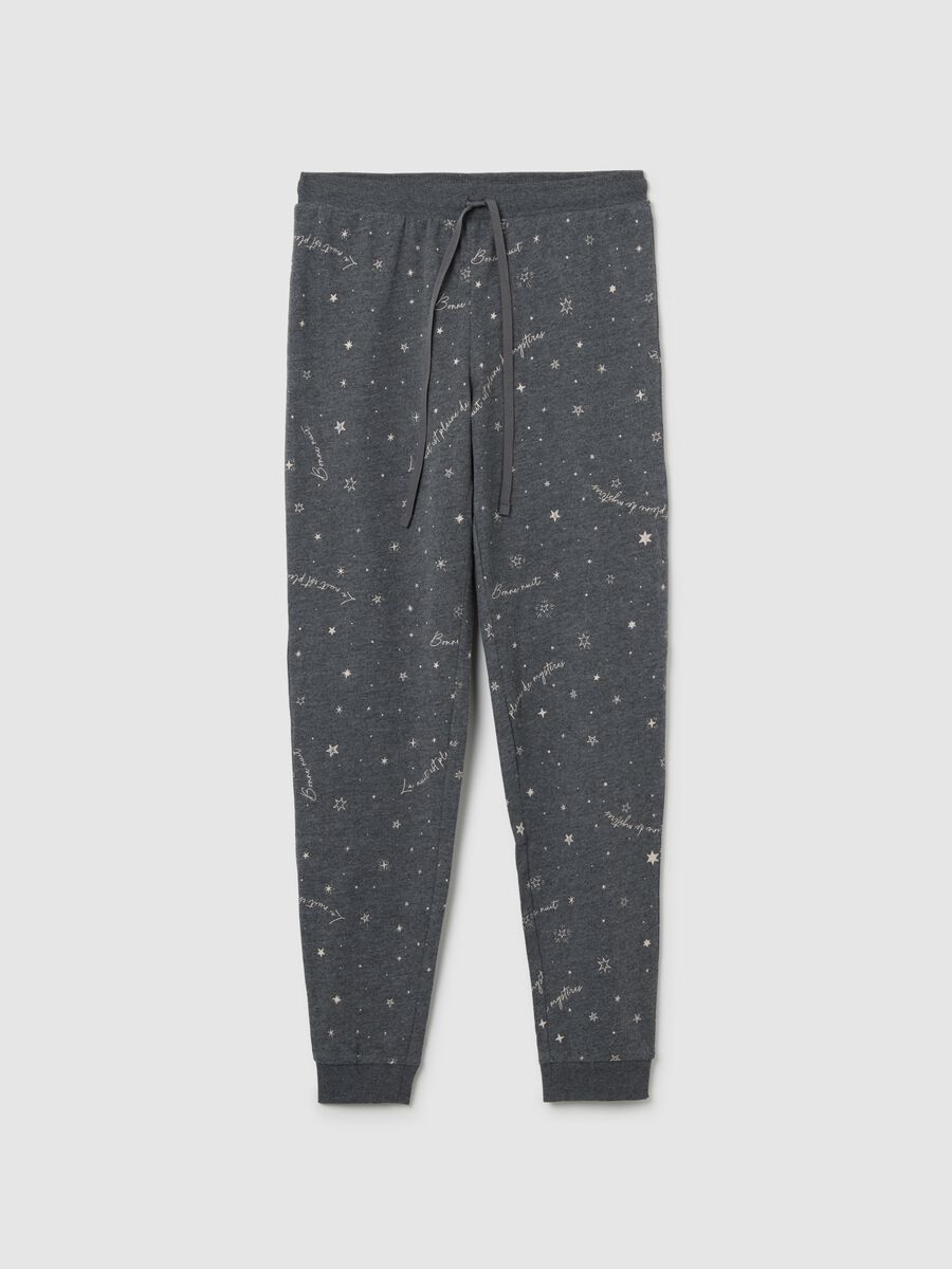 Pantaloni pigiama in misto cotone grigi_4