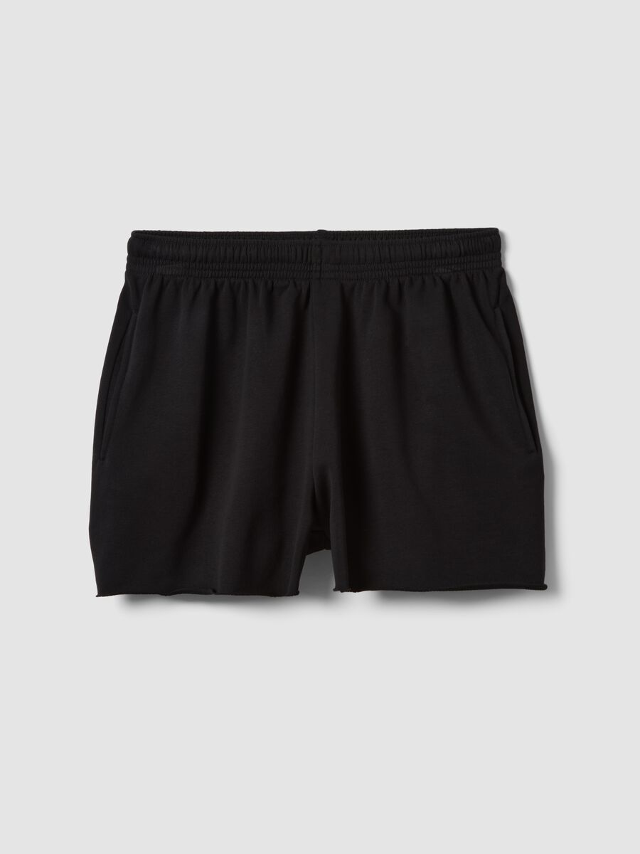 Black cotton-blend Bermuda shorts with elasticated waist_0