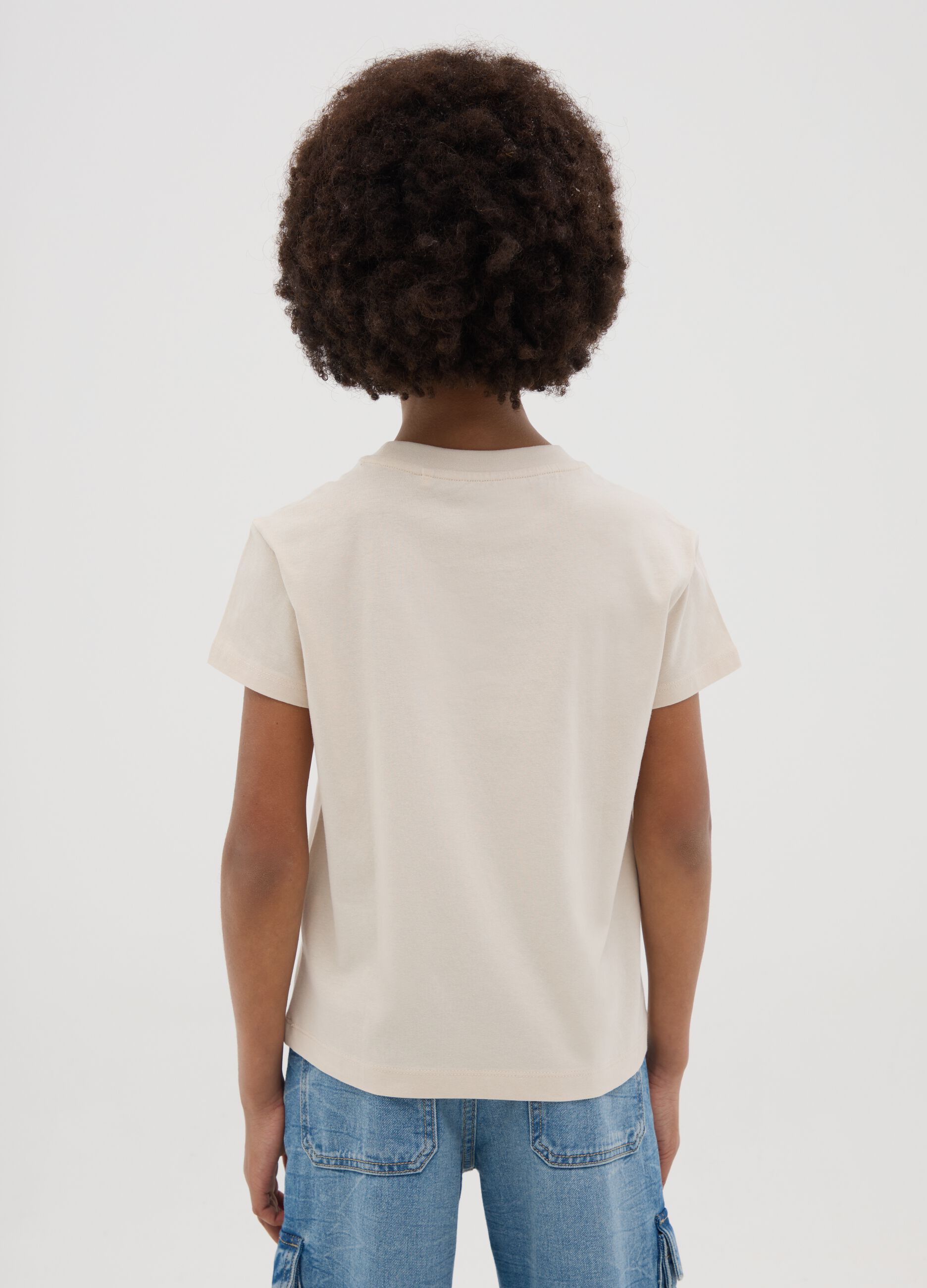 White cotton T-shirt with lettering print