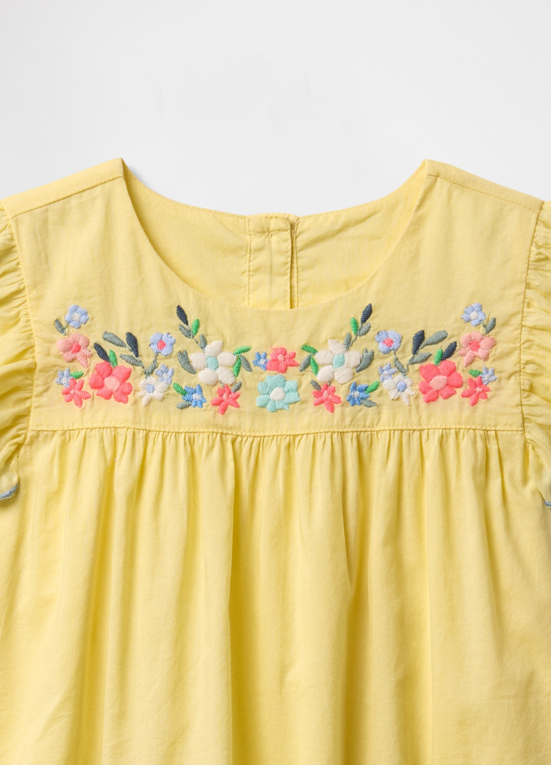 Yellow pure cotton set with floral embroidery GAP Kids