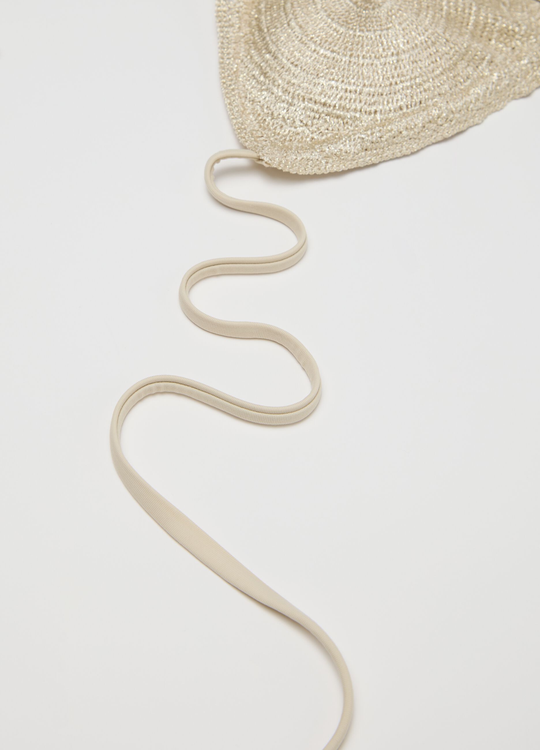 Ivory crochet bikini top in lurex