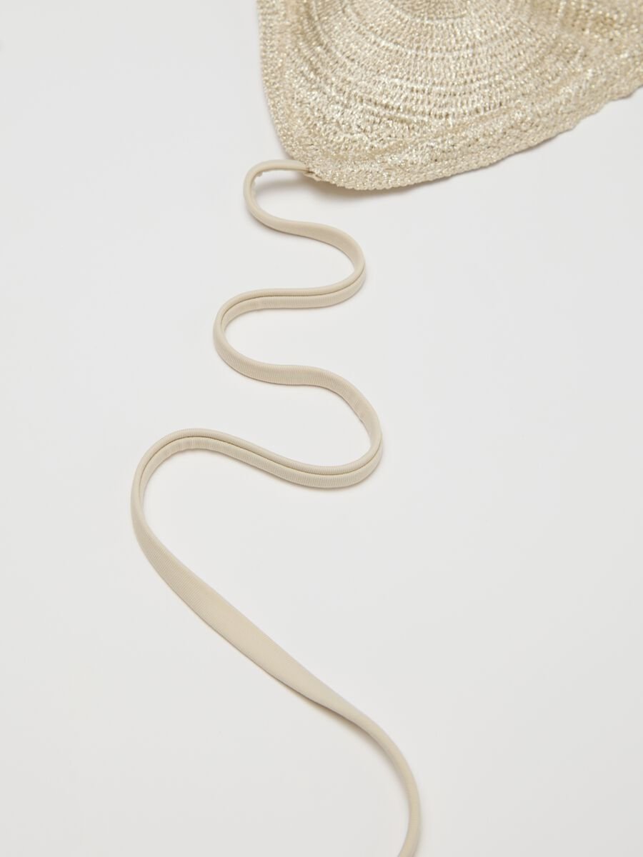 Ivory crochet bikini top in lurex_6