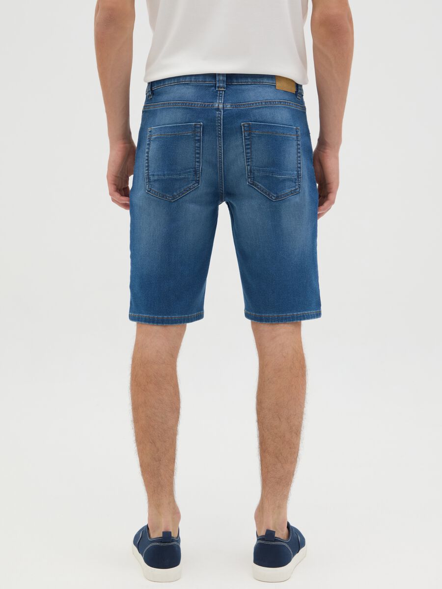 Men's Blue Denim Slim Fit Bermuda Shorts_3