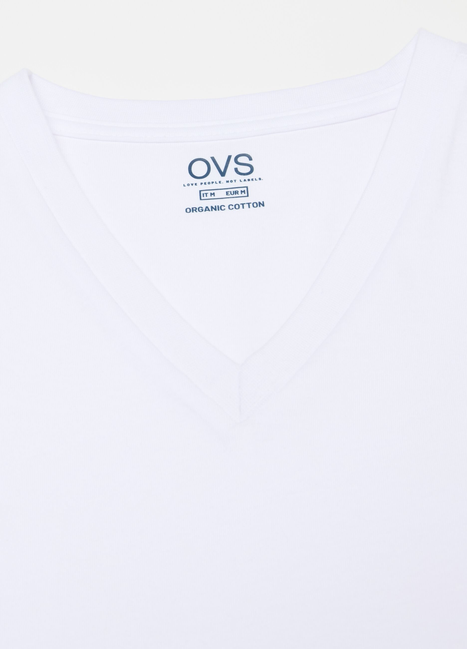 T-shirt intima in cotone bio con scollo a V 