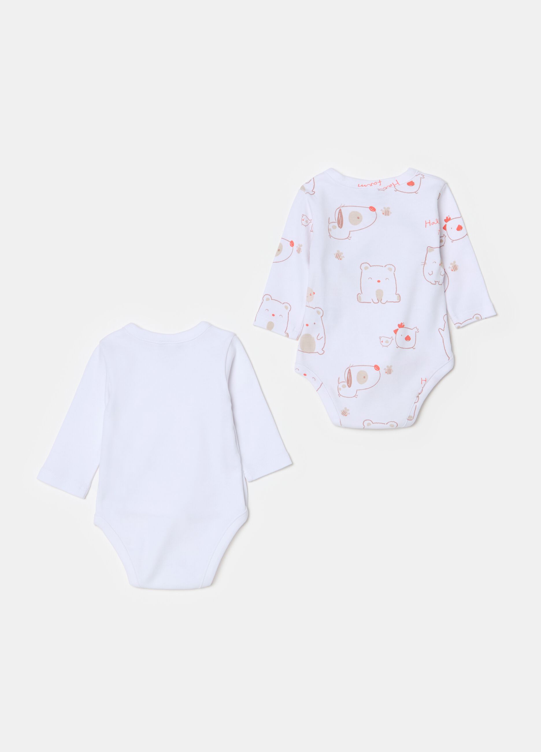 Two-pack organic cotton bodysuits with print