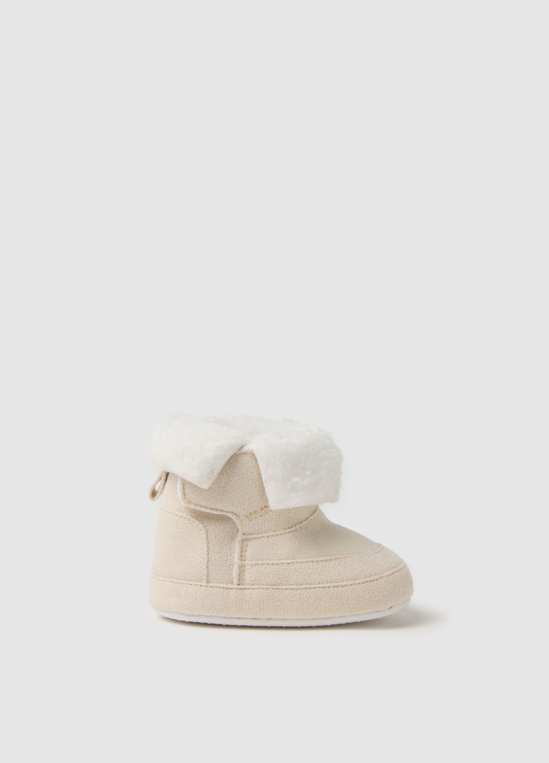 Infant lined beige ankle boots