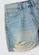 Light blue pure cotton denim shorts with frayed hems_1