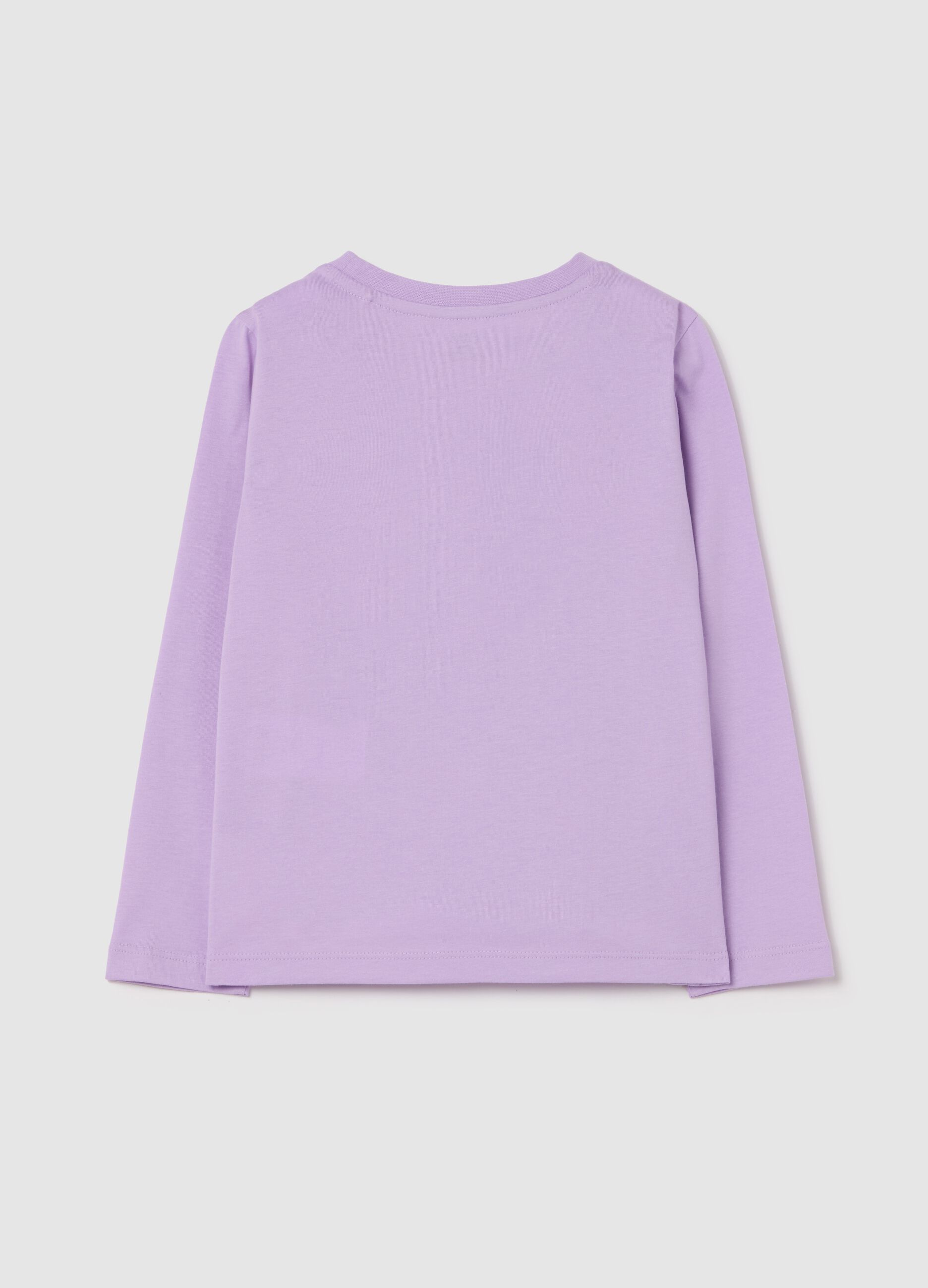 Cotton T-shirt with print and long sleeves