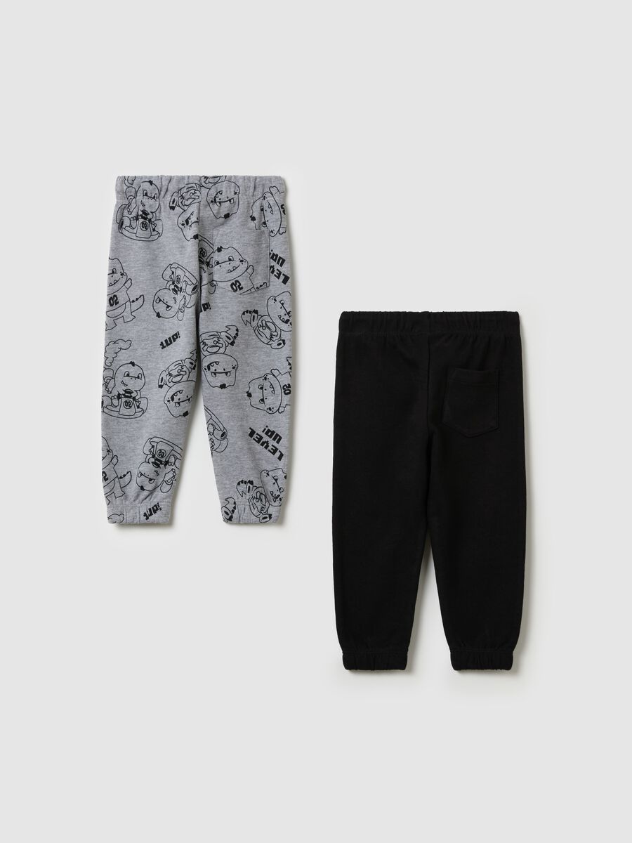 Two-pack fleece joggers with drawstring and print_1