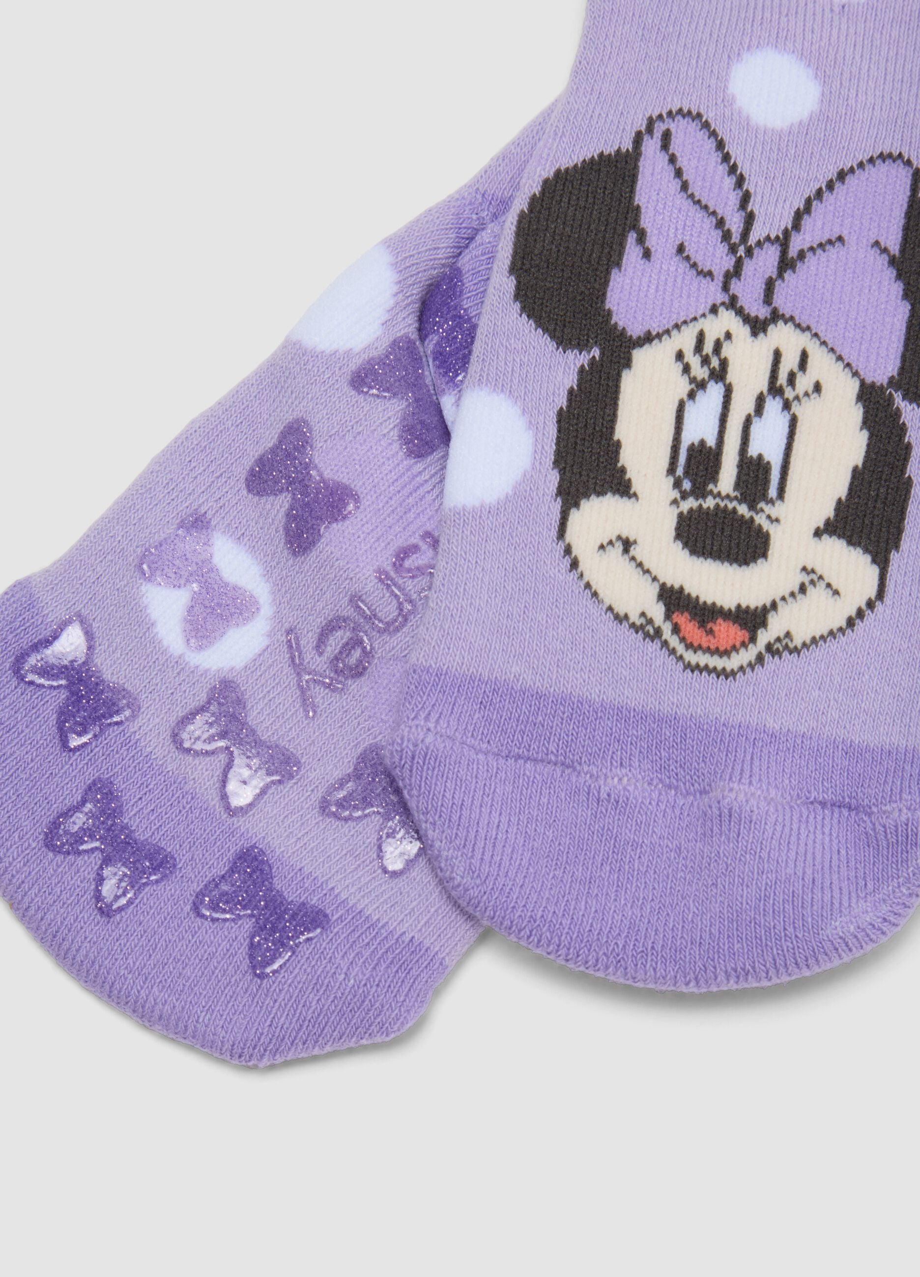 Bipack di calze corte in cotone organico elasticizzato con stampa Minnie
