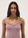 Pink slim fit stretchy viscose camisole with lace_1