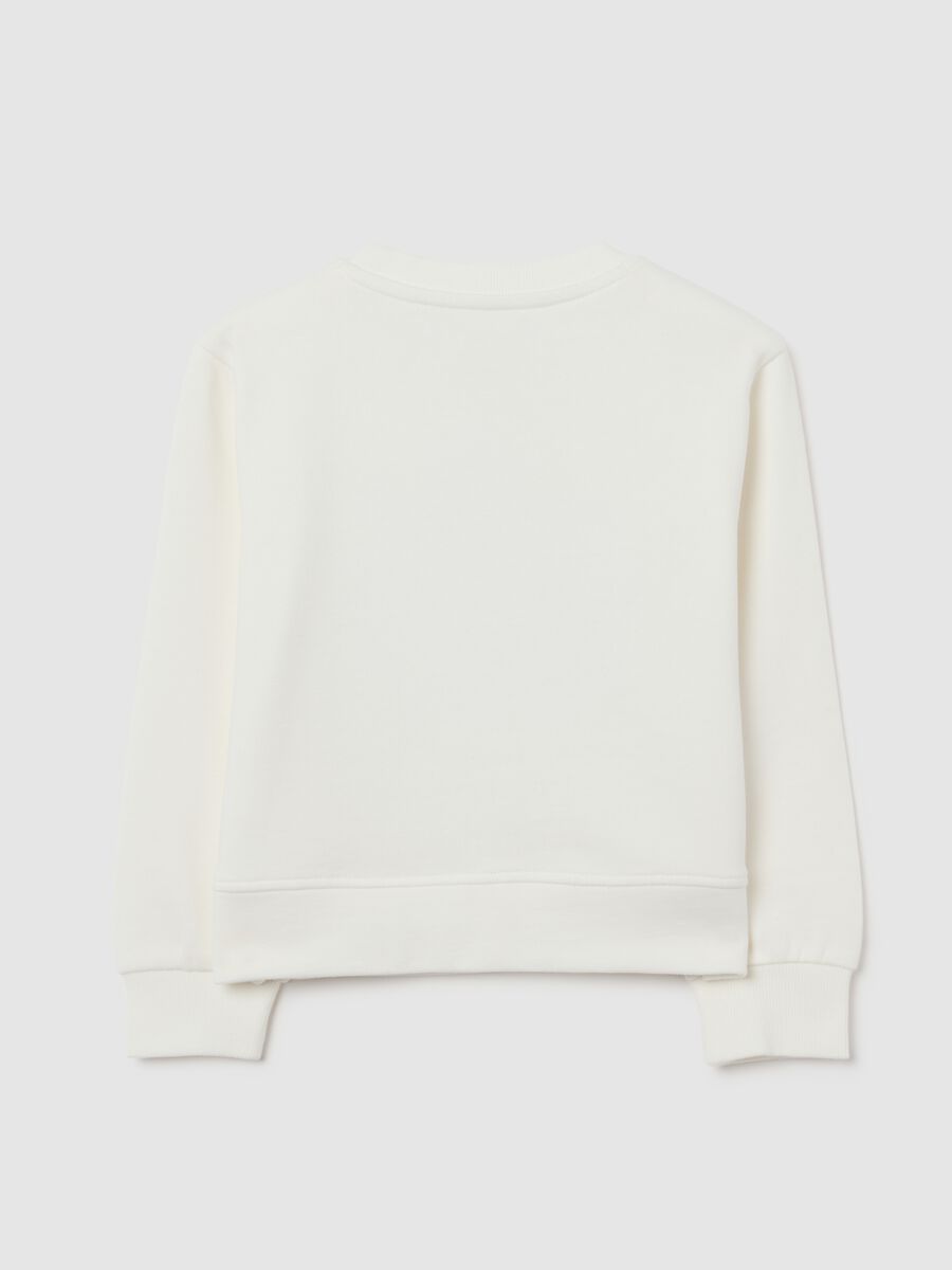 Girls' white pure cotton sweatshirt with regular fit_1