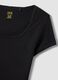 Black fitted stretch cotton T-shirt with square neckline_5