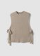Beige ribbed viscose-blend gilet with side bows, regular fit_0