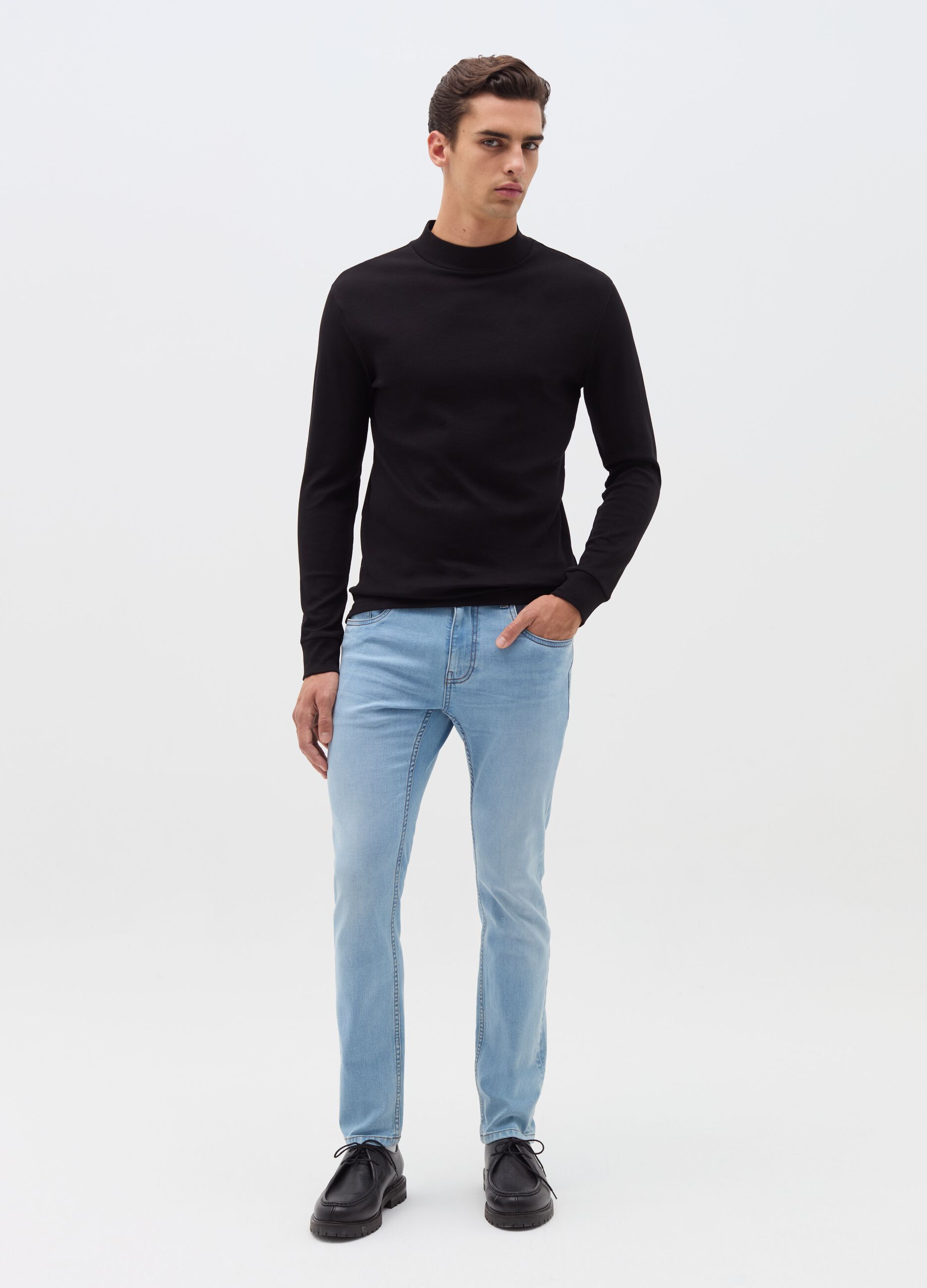 Long-sleeved T-shirt in interlock cotton