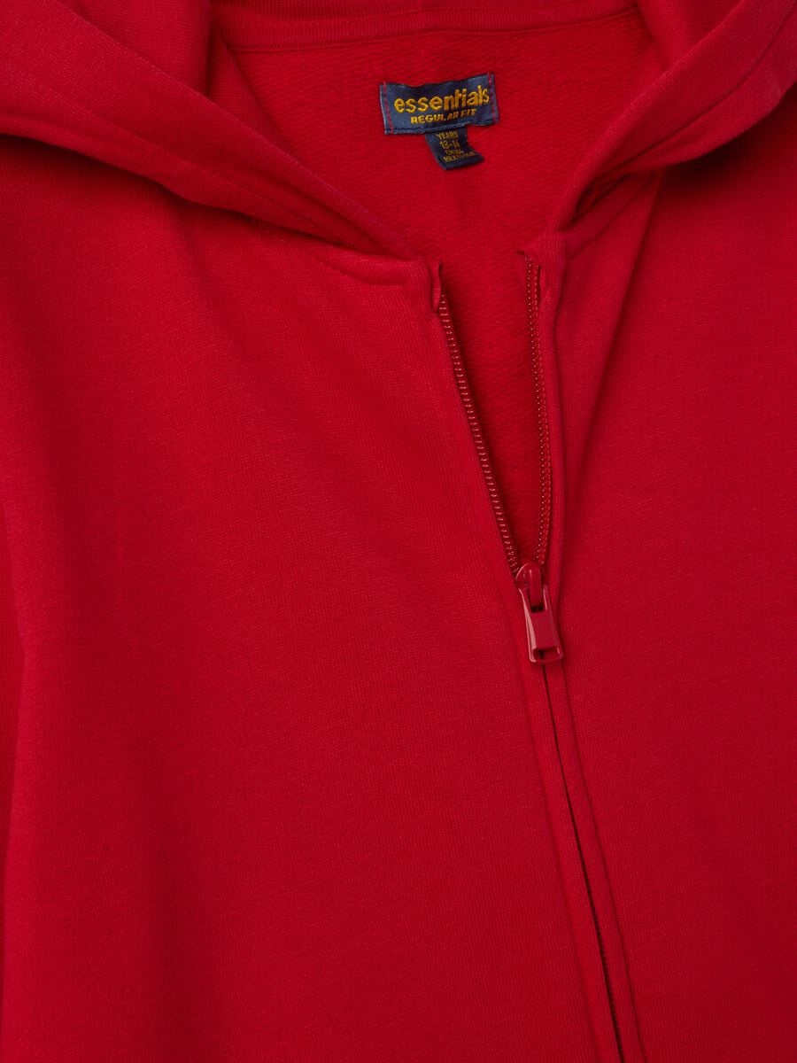 Felpa rossa con cappuccio in puro cotone organico regular fit_2