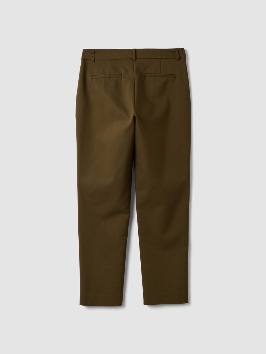 Green slim-fit stretch cotton trousers_5