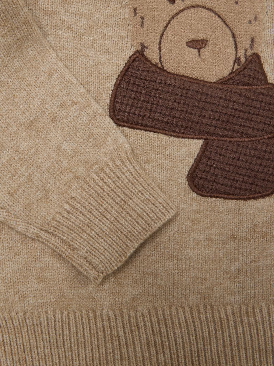 Pullover beige da bambino con orsetto regular fit_3