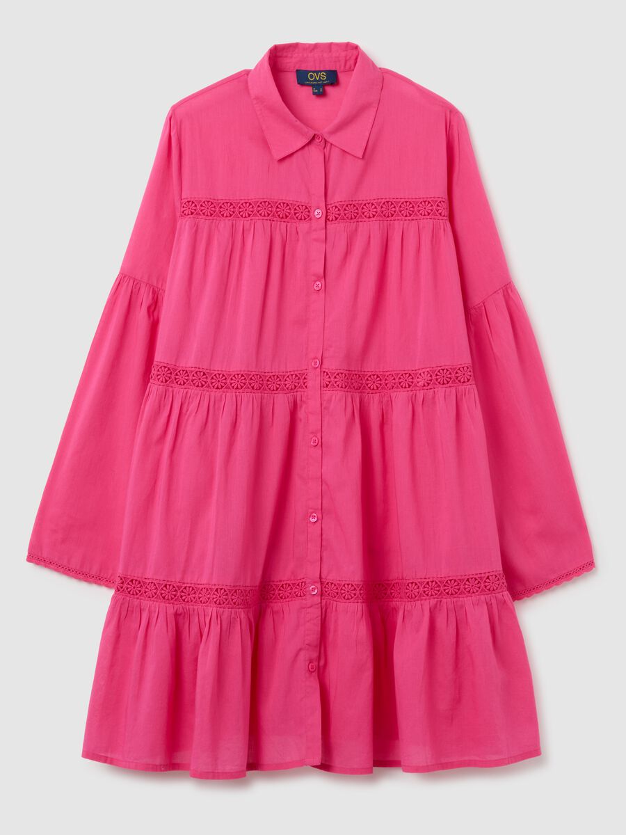 Loose-fitting pink women's shirt in pure cotton_4