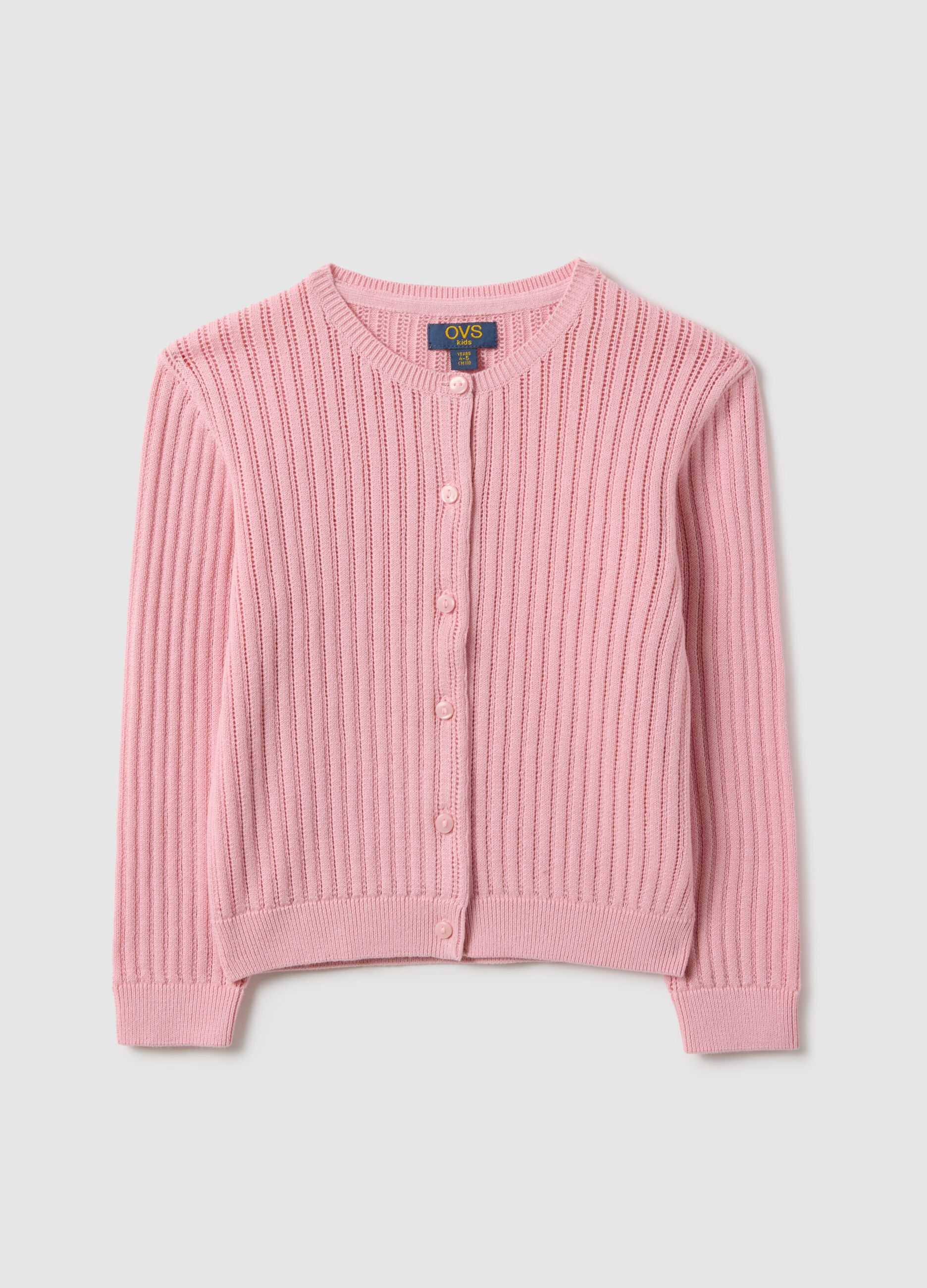 Girls' pink striped pure cotton cardigan regular fit