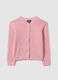 Girls' pink striped pure cotton cardigan regular fit_0