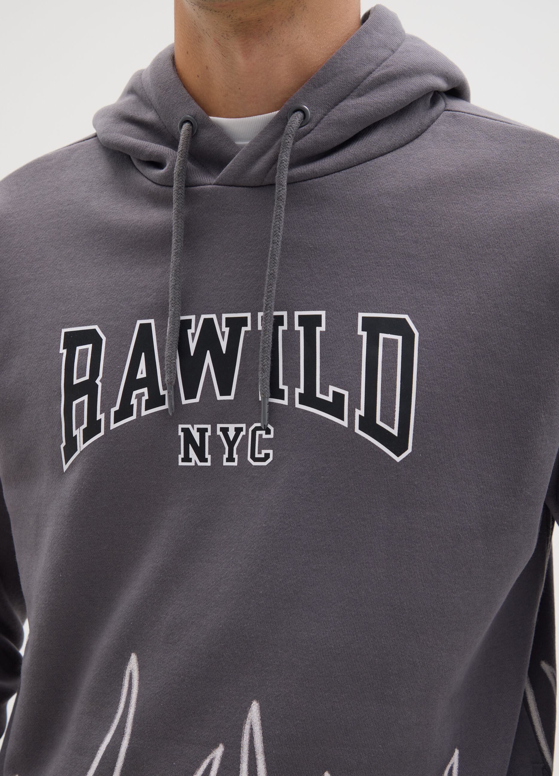 Grey Cotton Blend Hoodie
