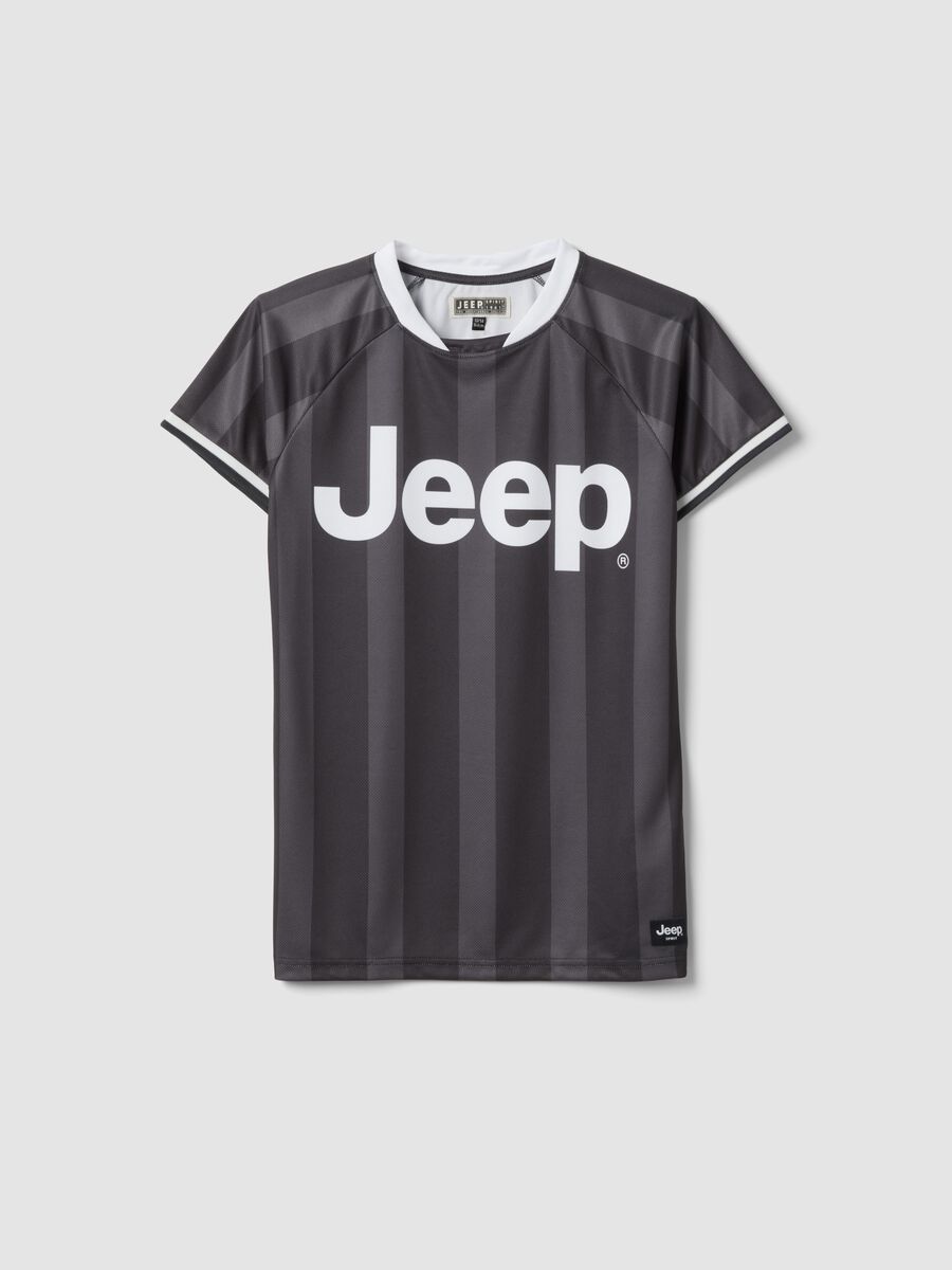 Black boys&rsquo; sporty T-shirt with vertical stripes and Jeep logo_0