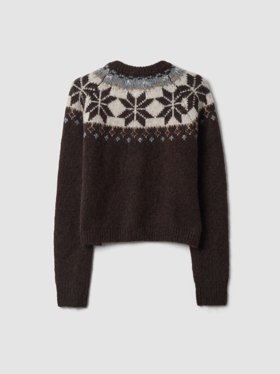 Cardigan marrone in misto lana jacquard regular fit_2