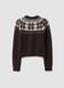 Brown jacquard wool-blend cardigan, regular fit_2