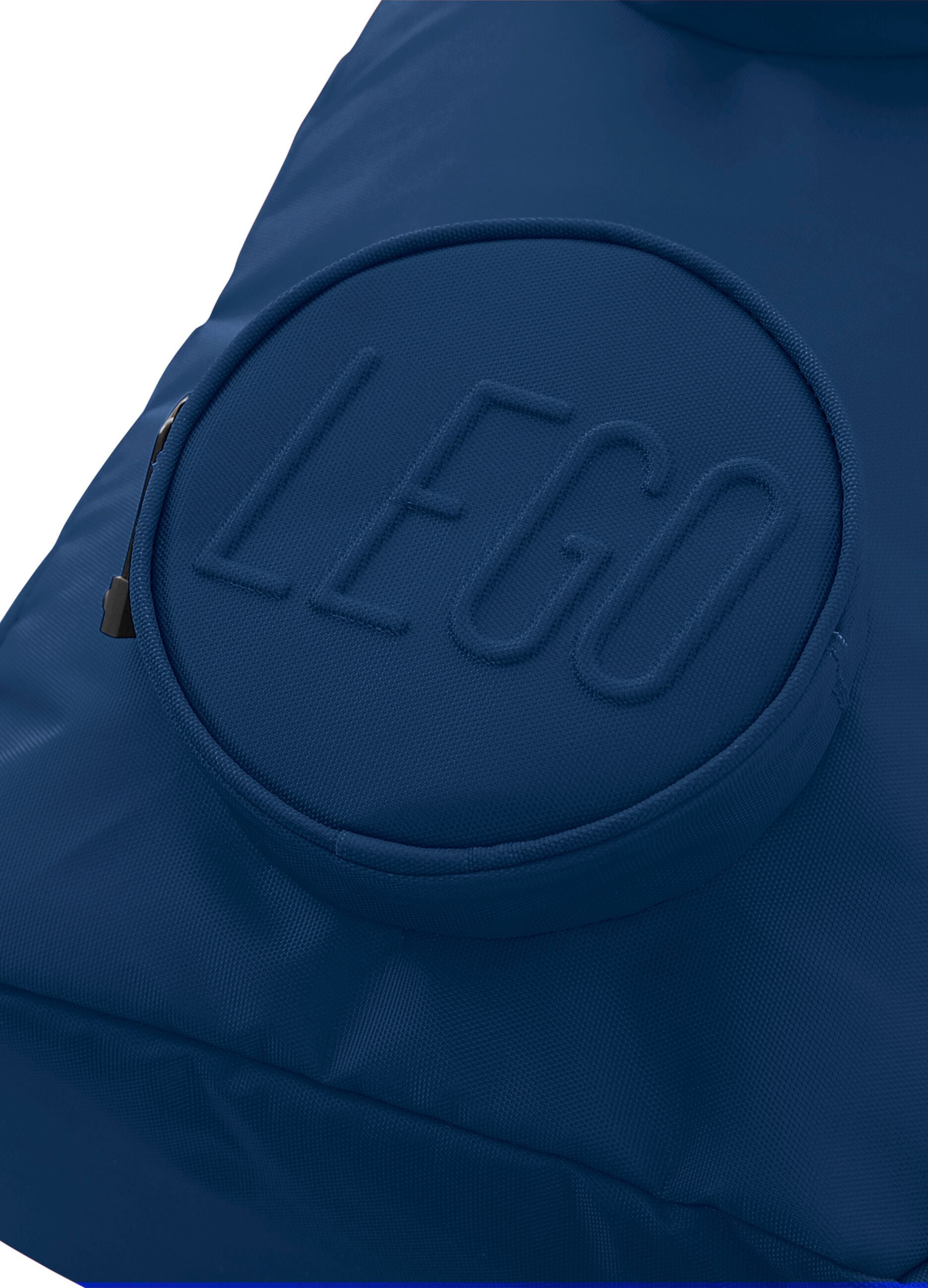 Zaino blu con tasche frontali rotonde
