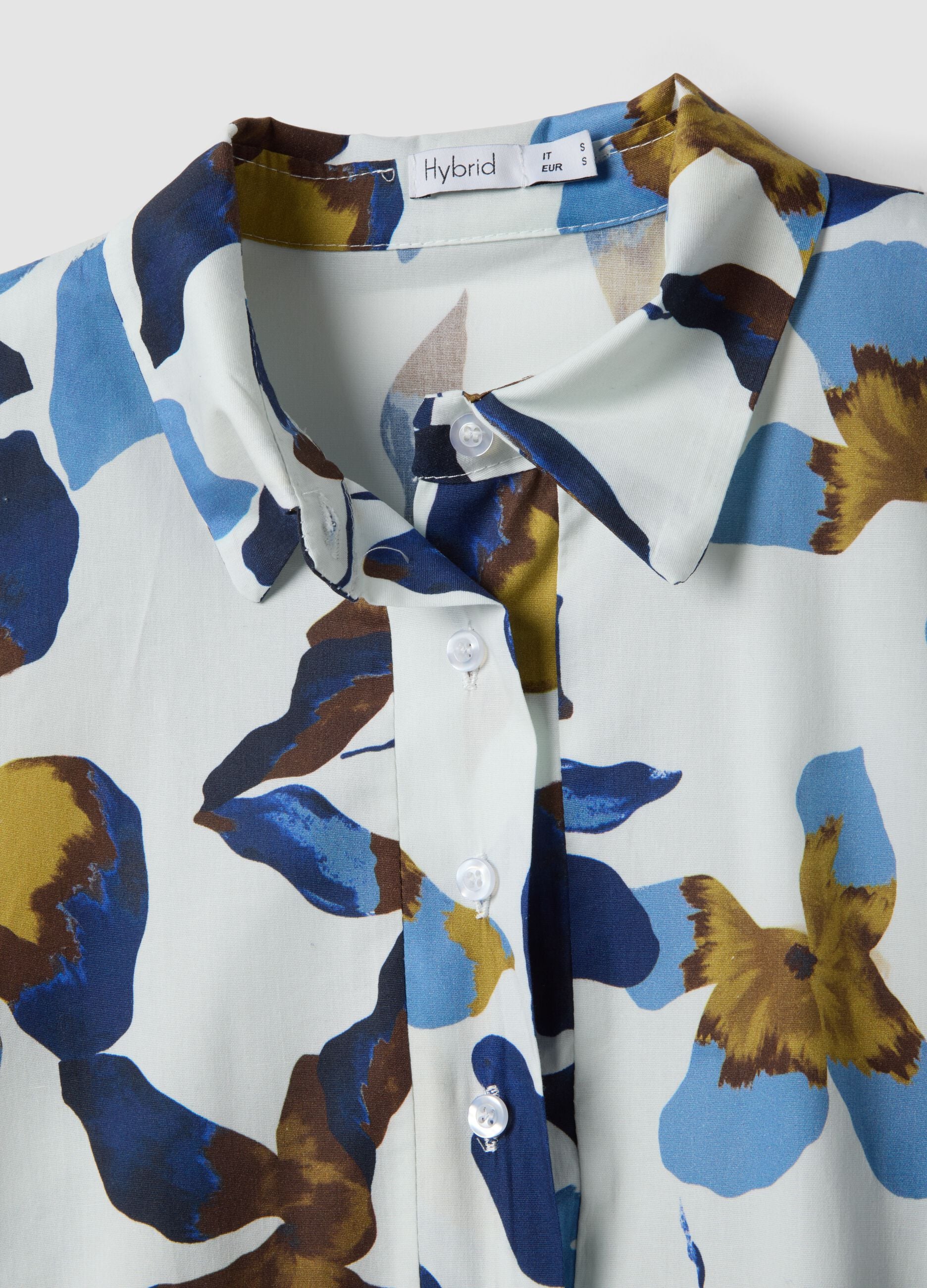 Multicolour floral print oversized stretch cotton dress
