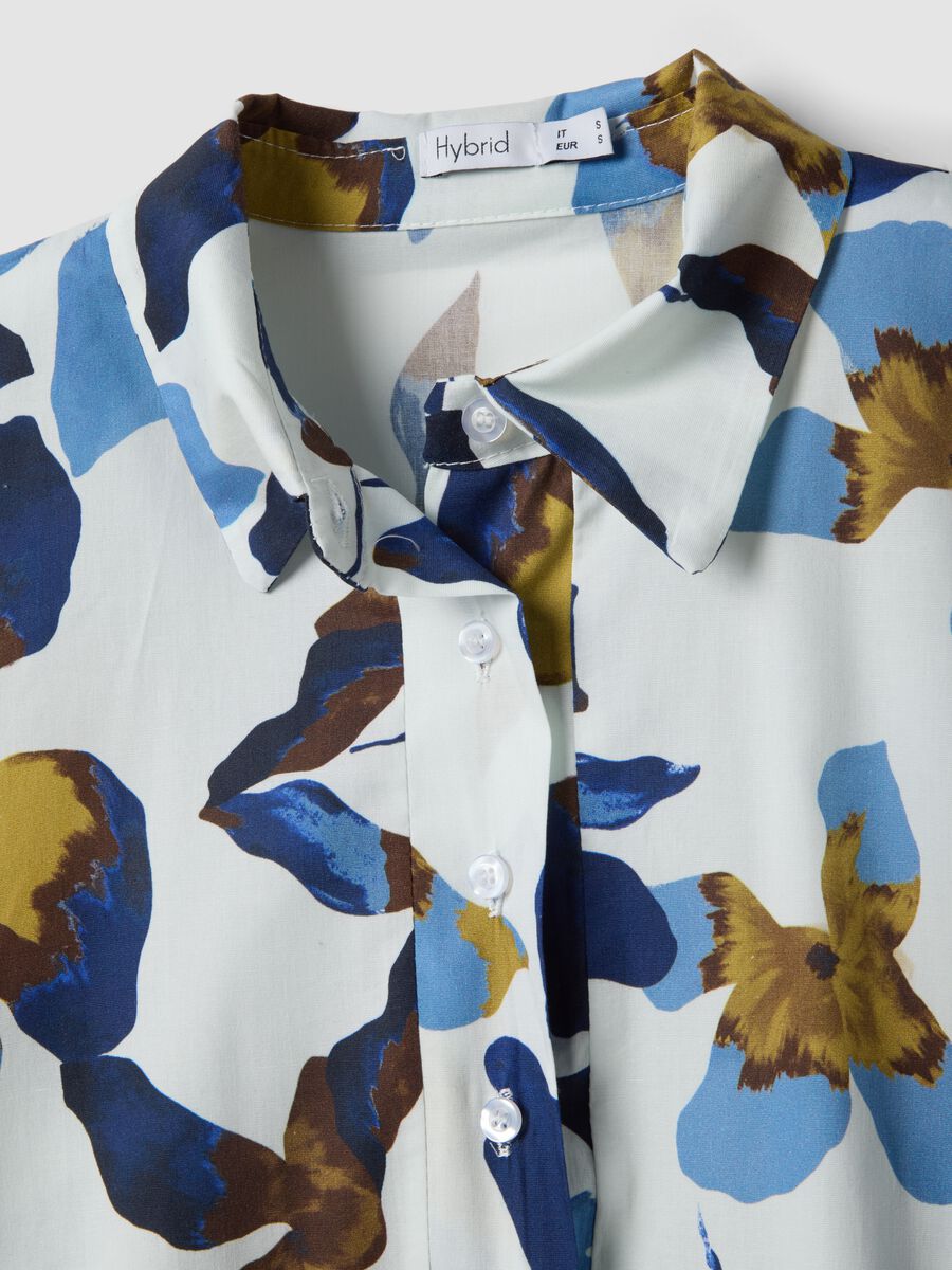 Abito multicolor in cotone elasticizzato con stampa floreale over fit_5