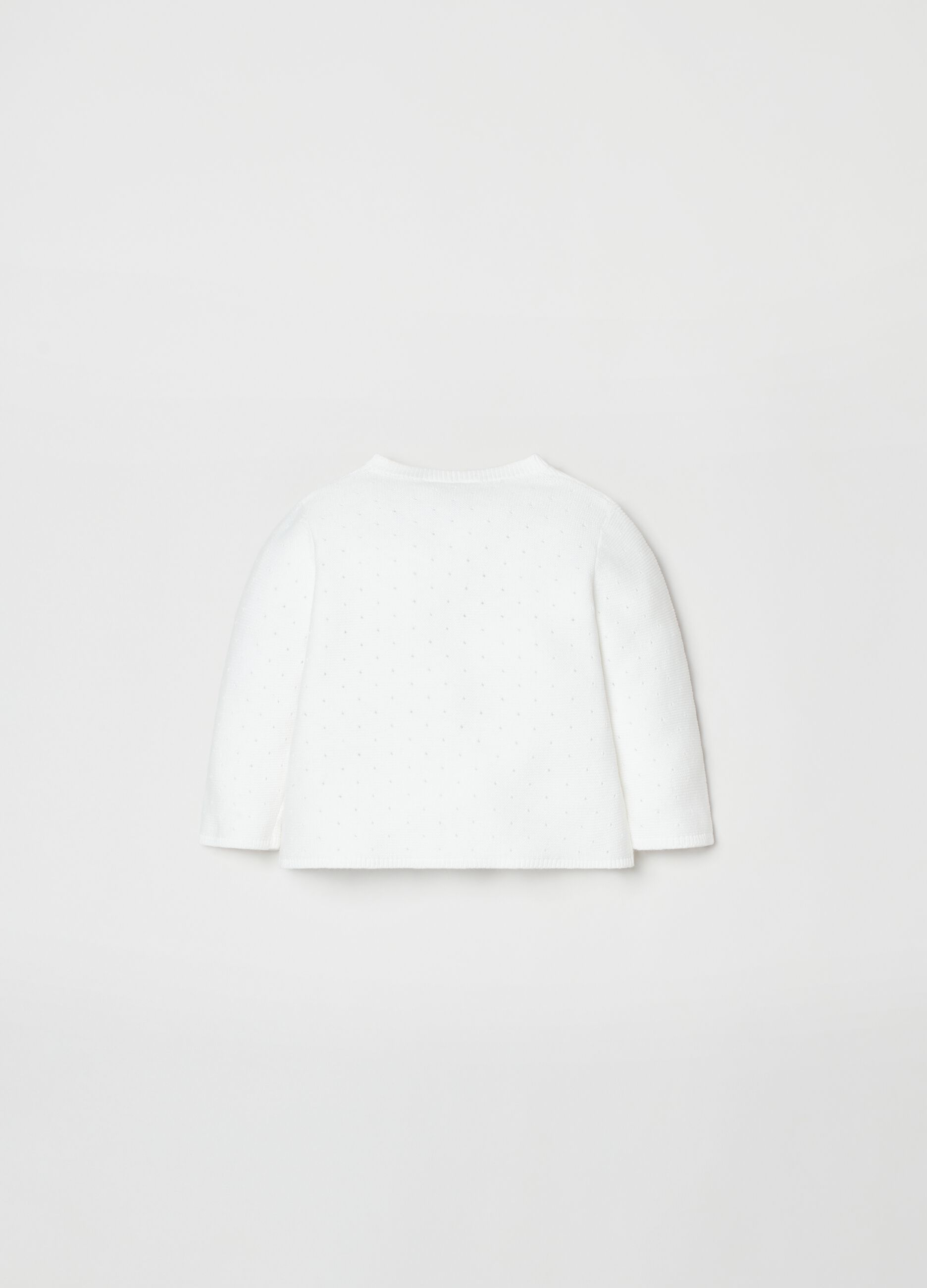 Cardigan in cotone con trama traforata_1