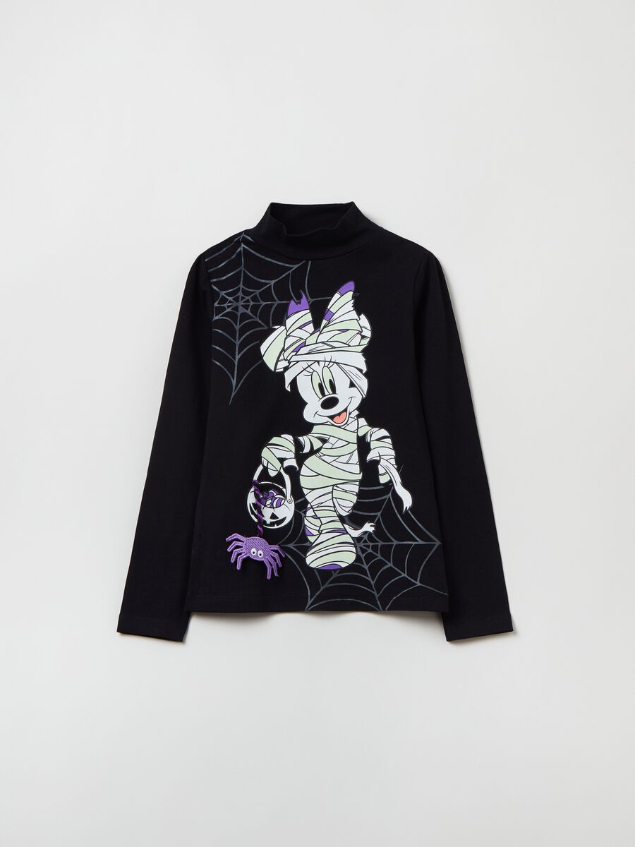 T-shirt a collo alto con stampa Minnie_0