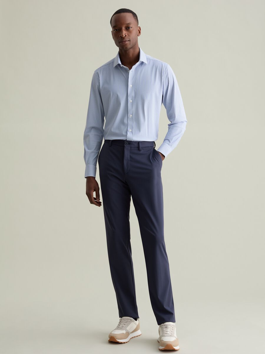 Regular-fit shirt in striped technical fabric_1