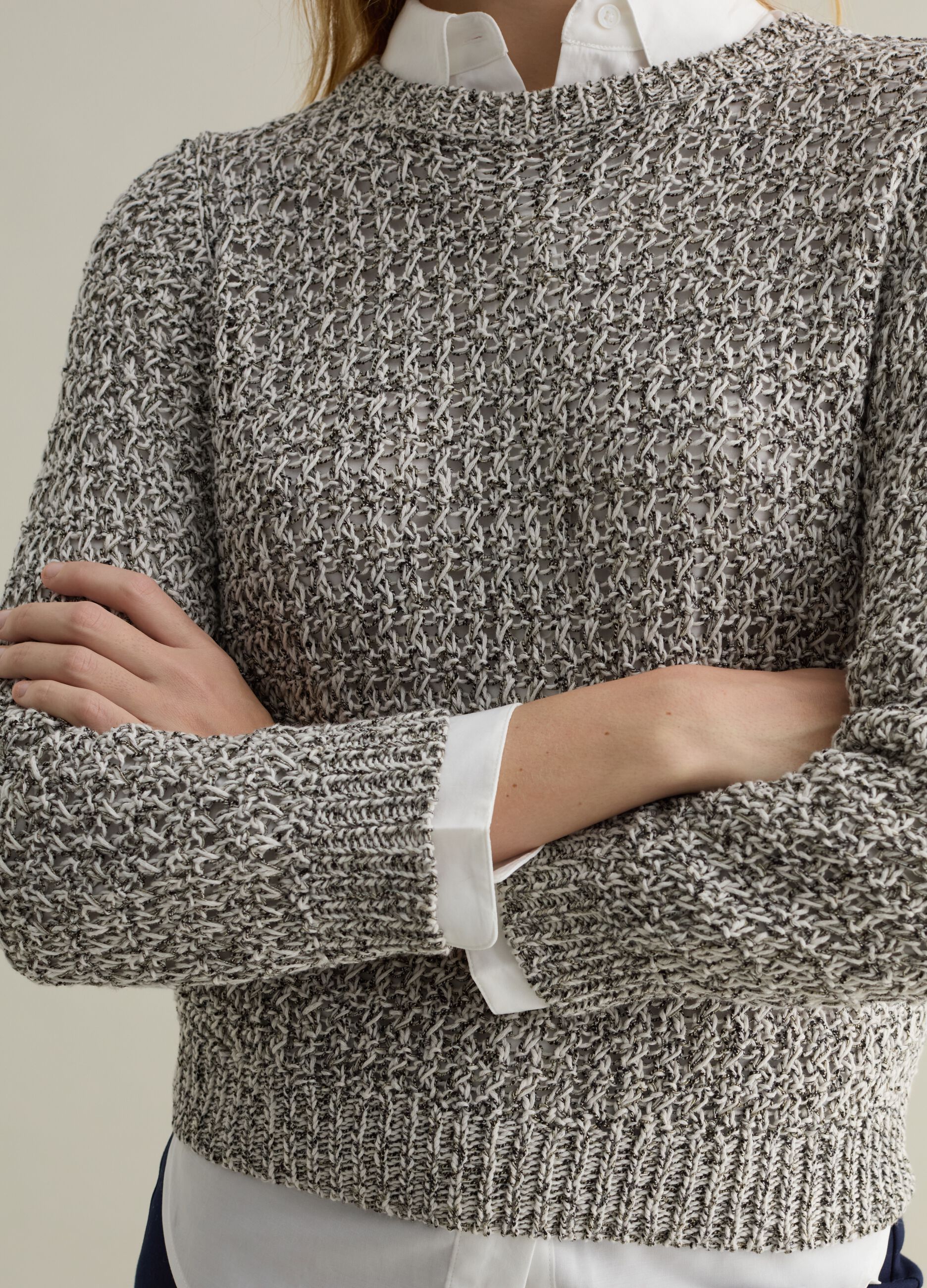 Mélange openwork pullover