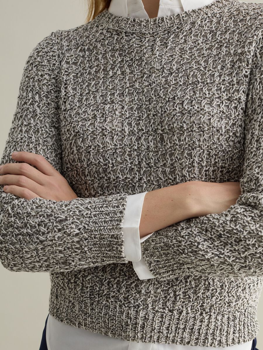 Mélange openwork pullover_3