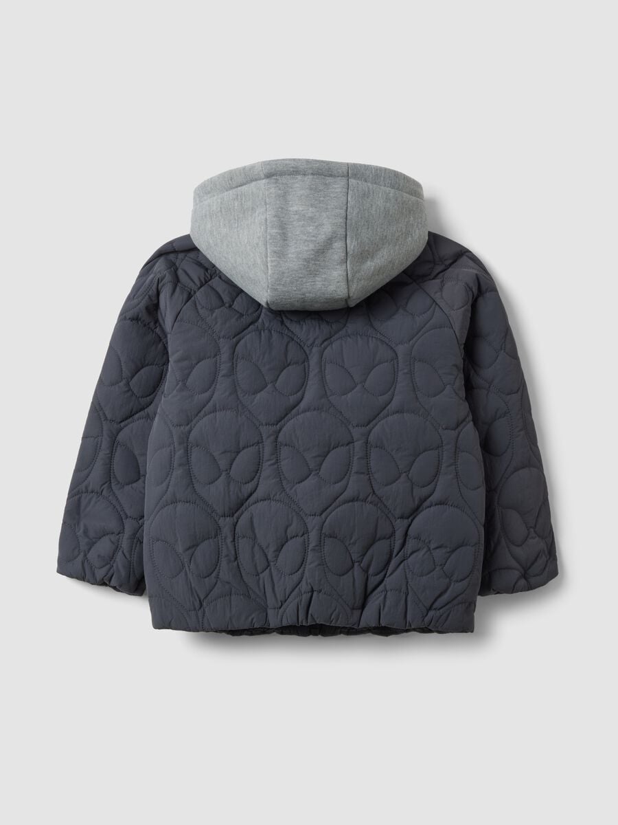 Grey quilted hooded jacket with Spider-Man embroidery for boys_1