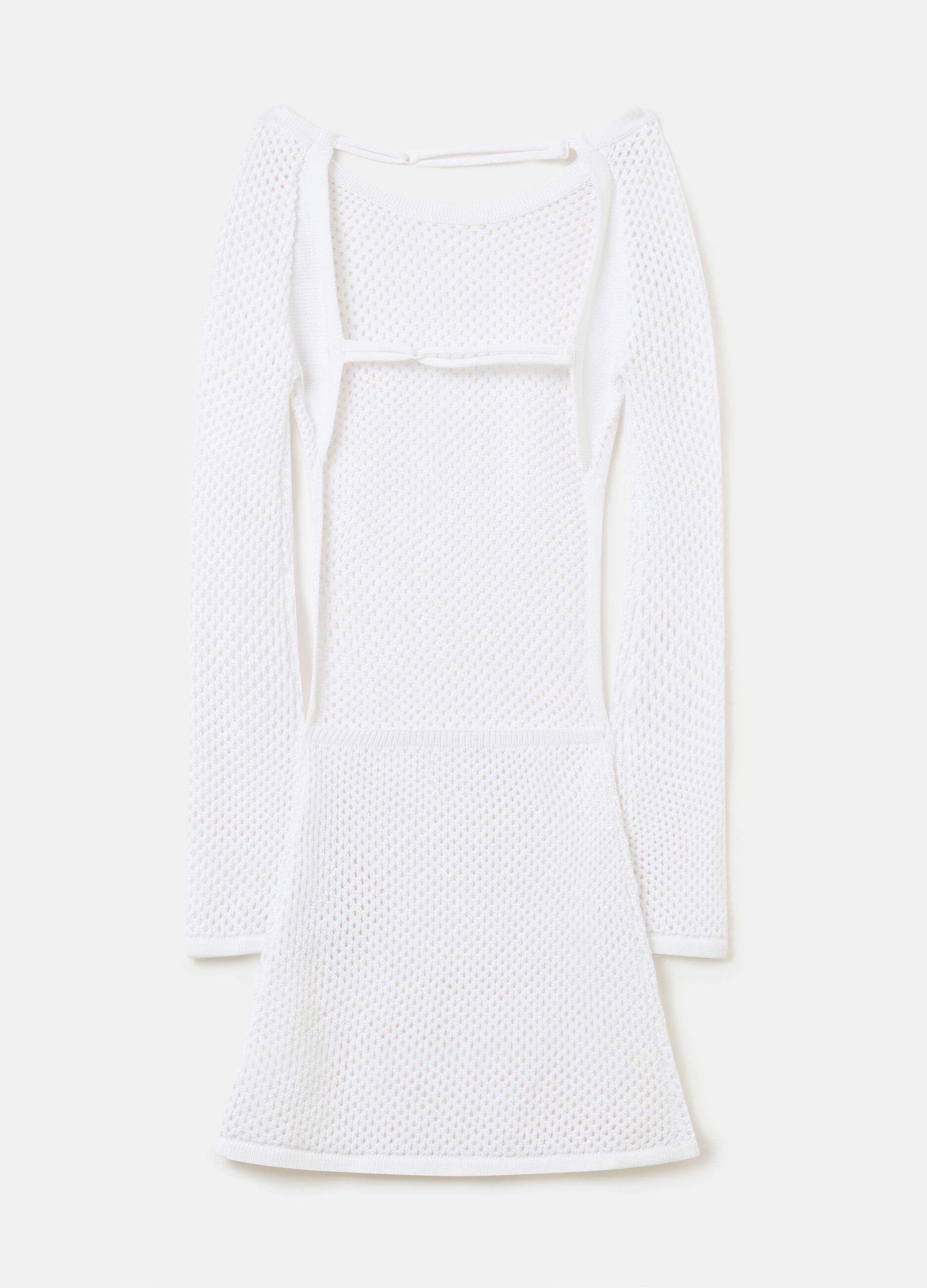 Backless Knitted Mini Dress White