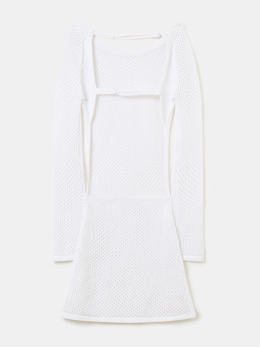 Backless Knit Mini Dress White_5