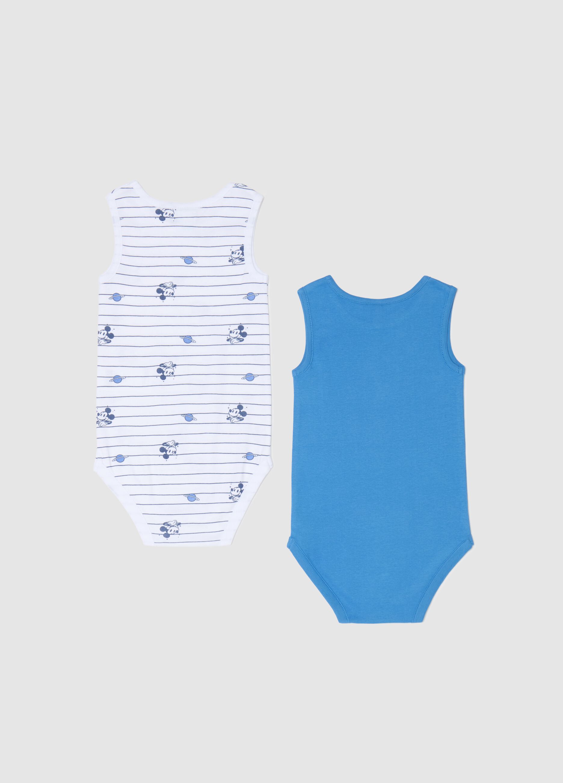 Two-pack sleeveless bodysuits with Mickey Mouse print